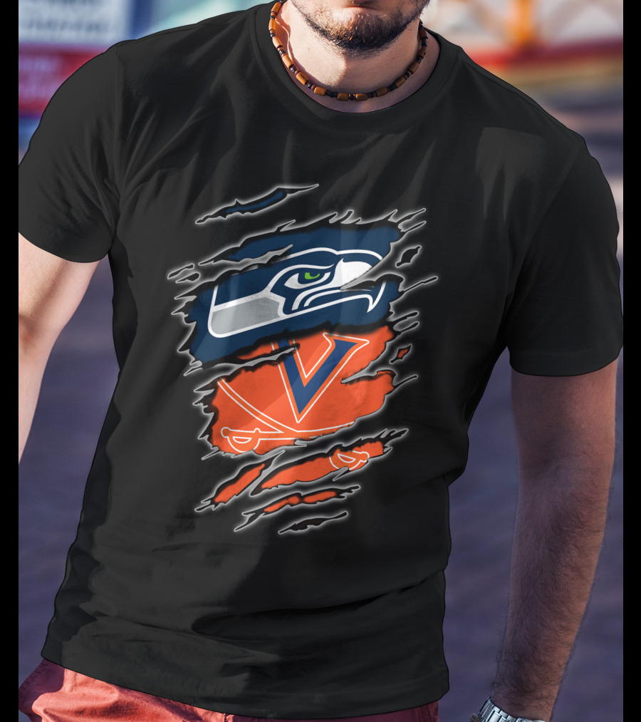 Seahawks Cavaliers Torn Reveal Sports Mashup T-Shirt
