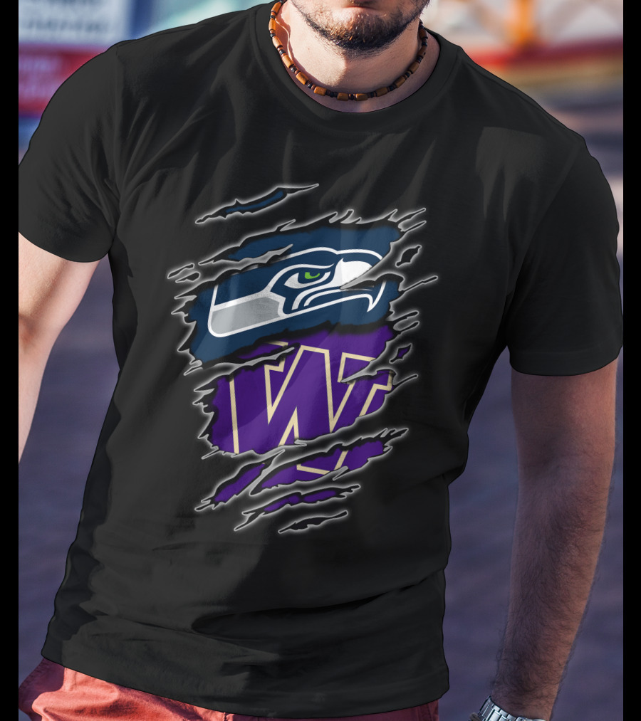 Seahawks Huskies Clawmark Logo Fusion T-Shirt