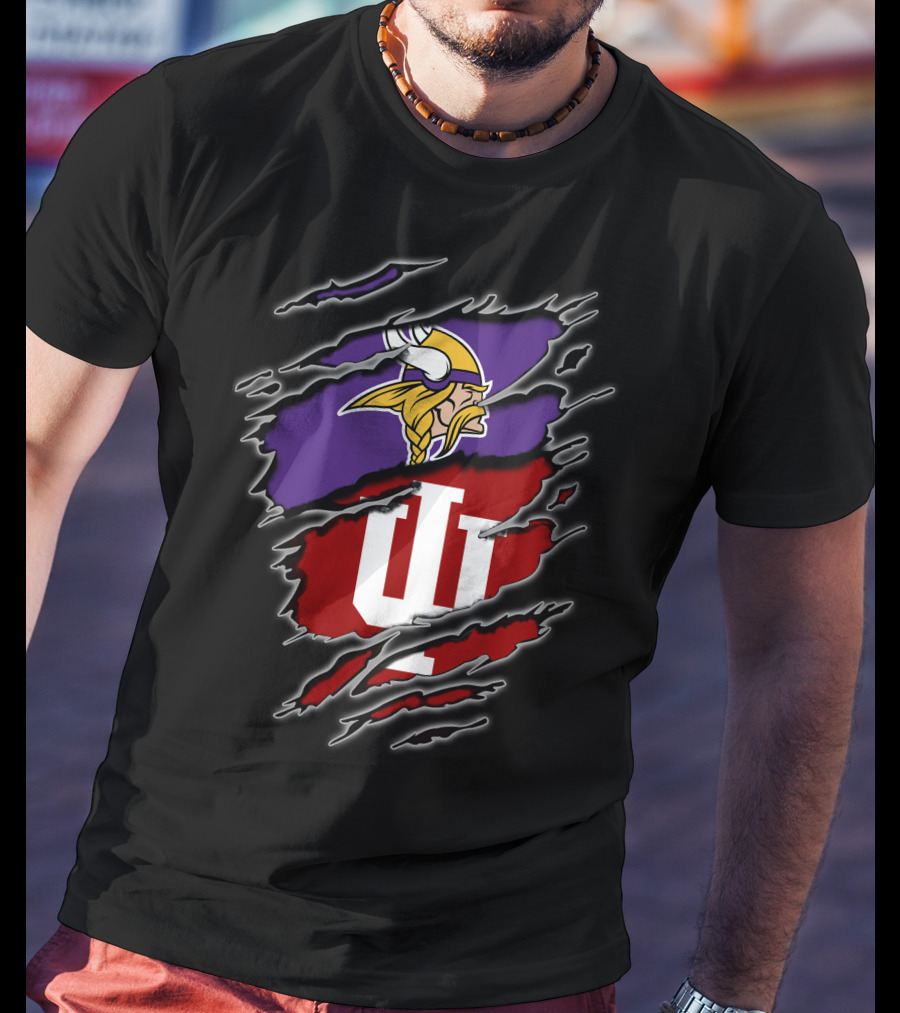 Vikings Hoosiers Minnesota NFL Indiana University Fan Logo Fusion T-Shirt