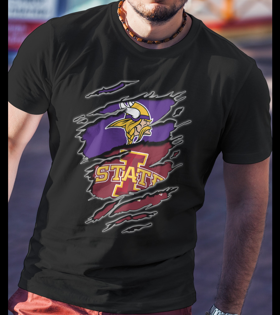 Minnesota Vikings Iowa State Cyclones Torn Claw Marks T-Shirt