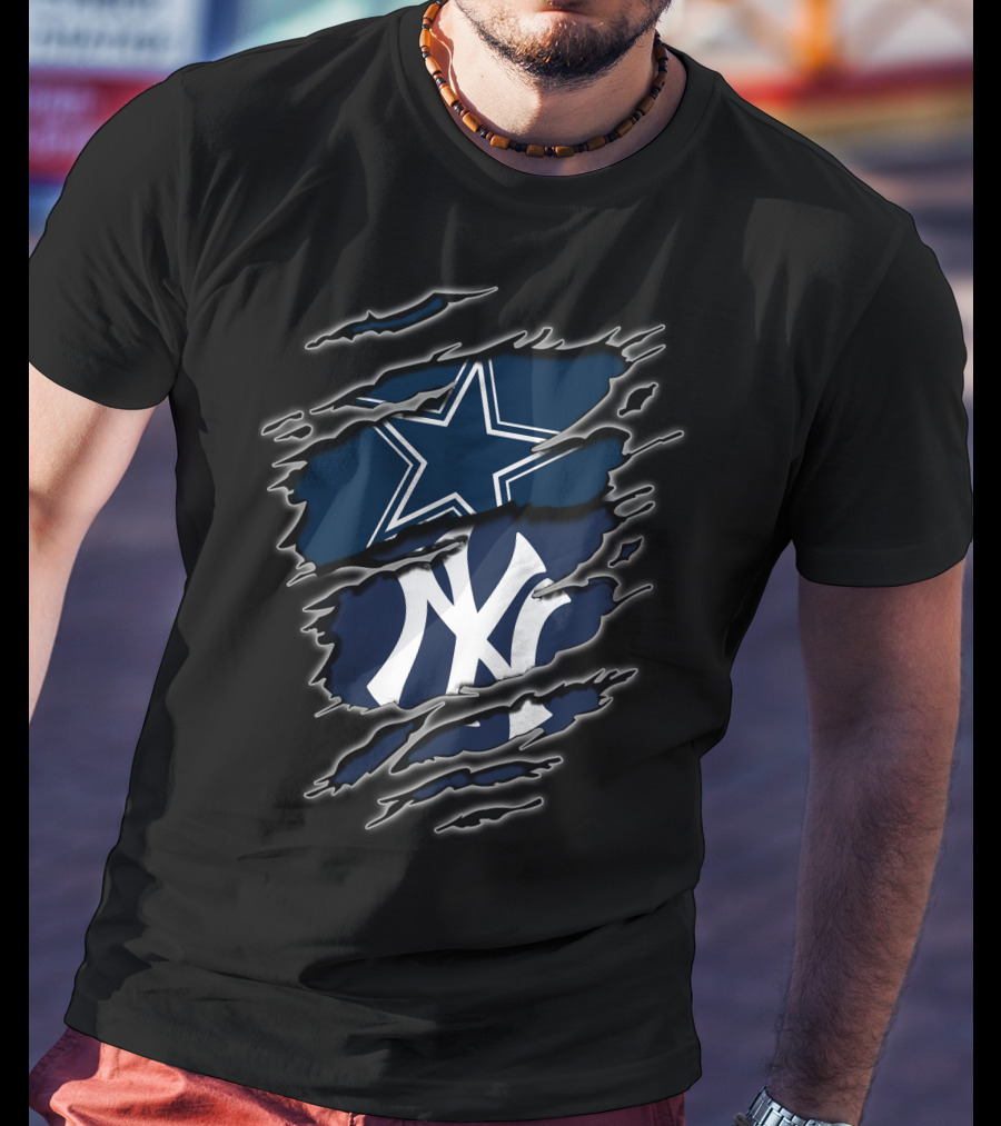 Cowboys Yankees Star And Ny Logo Mashup T-Shirt