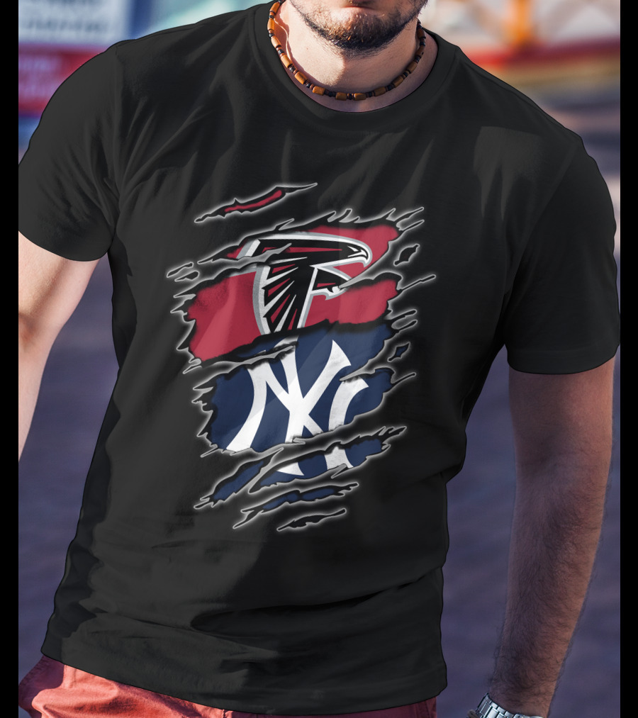 Atlanta Falcons And New York Yankees Torn T-Shirt