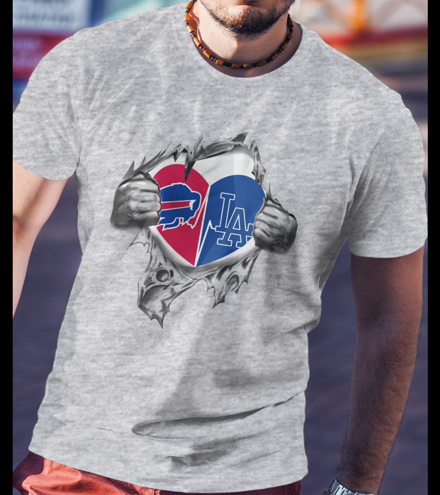 Buffalo Bills Los Angeles Dodgers Heart T-Shirt
