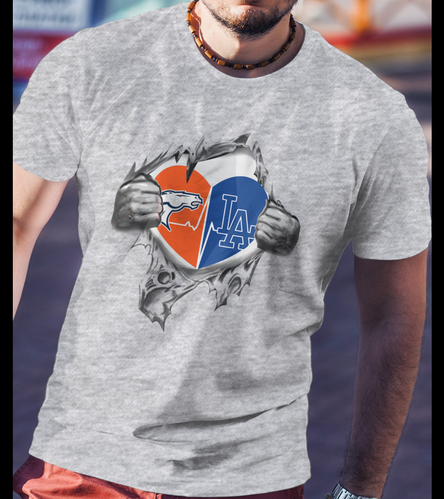 Broncos Dodgers Heart T-Shirt