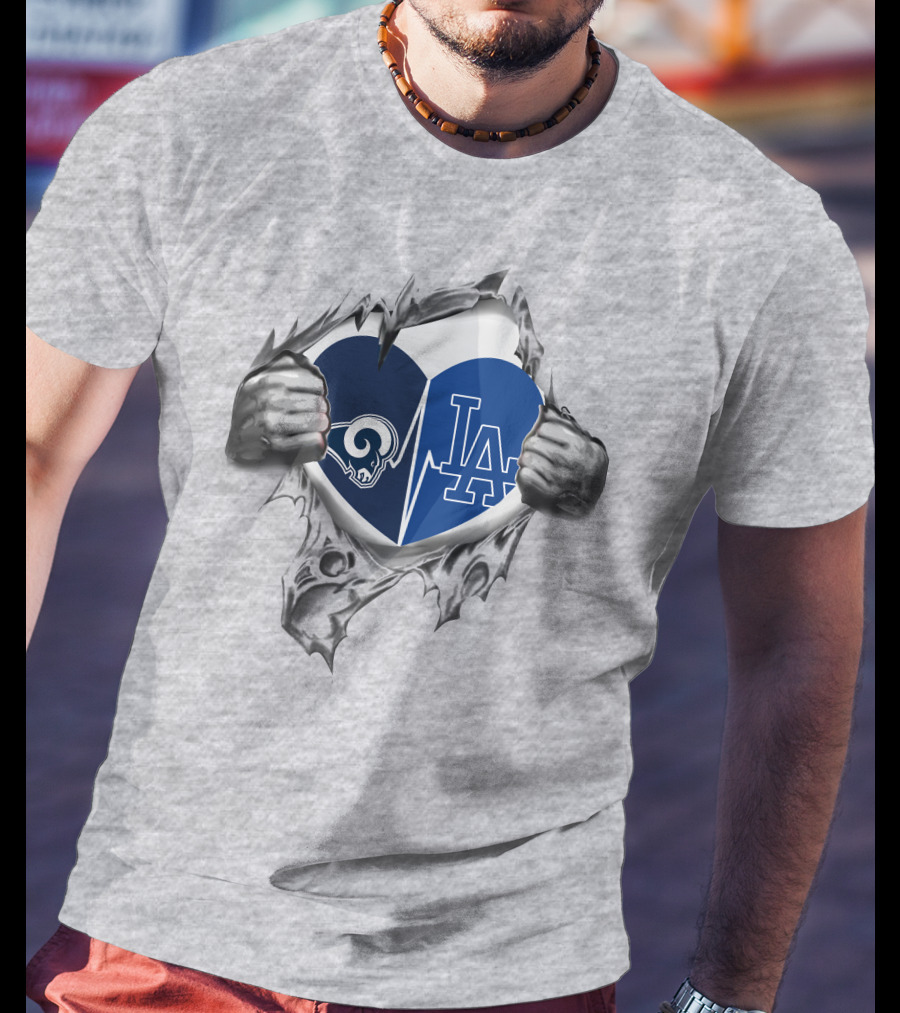 Rams LA Dodgers Heartbeat T-Shirt