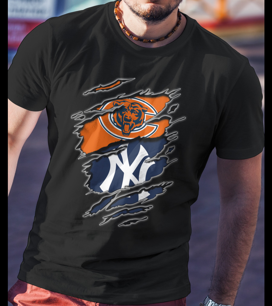 Chicago Bears New York Yankees Crossover T-Shirt