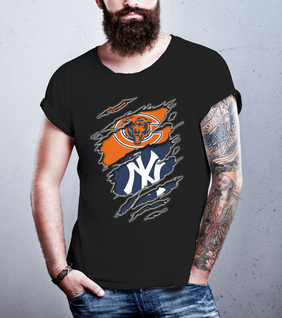 Chicago Bears New York Yankees Crossover T-Shirt