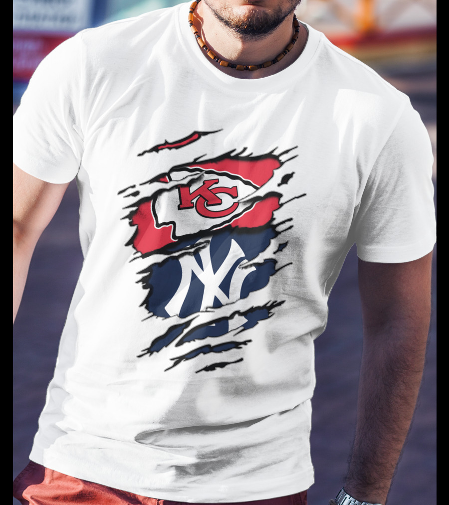 Kansas City Chiefs New York Yankees Logos Clash T-Shirt