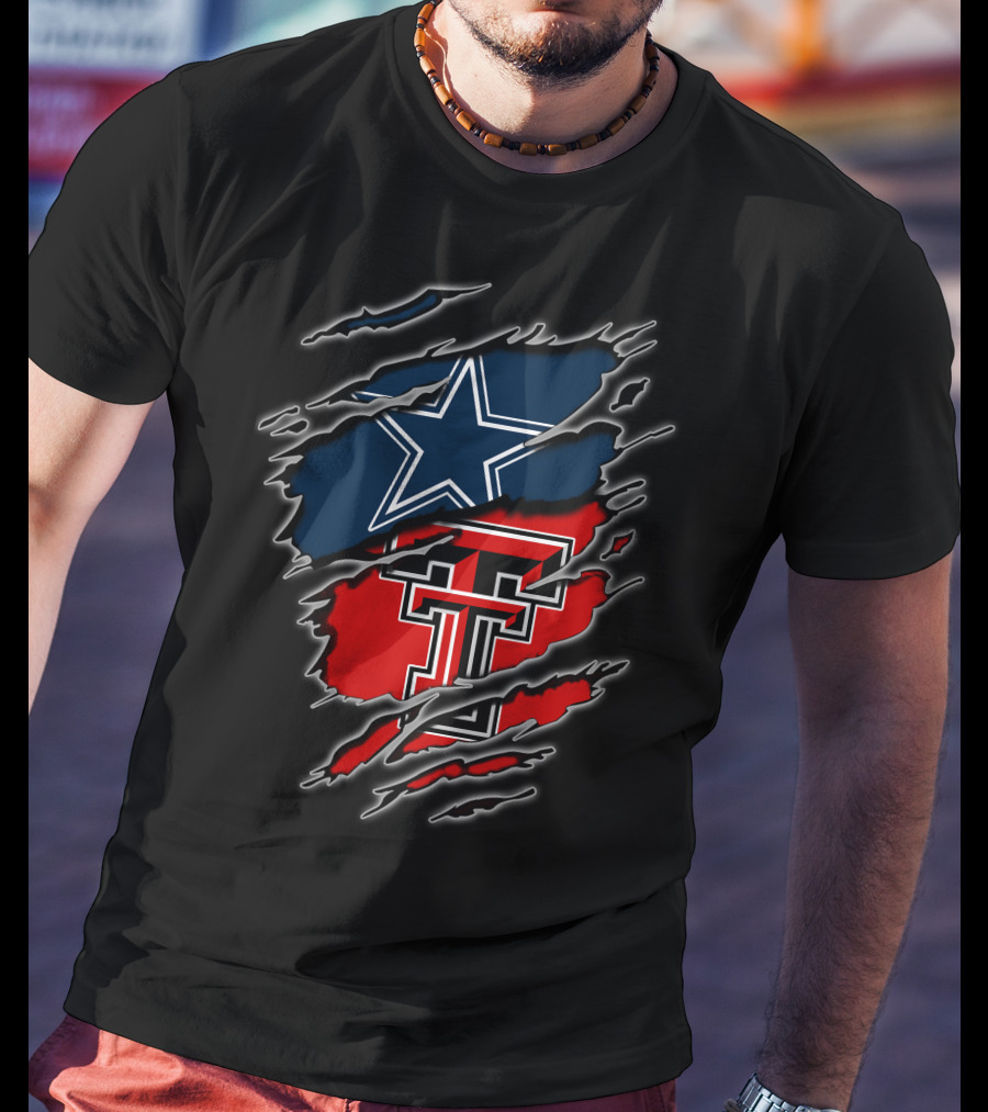 Dallas Cowboys Texas Tech Red Raiders Logo Fusion T-Shirt