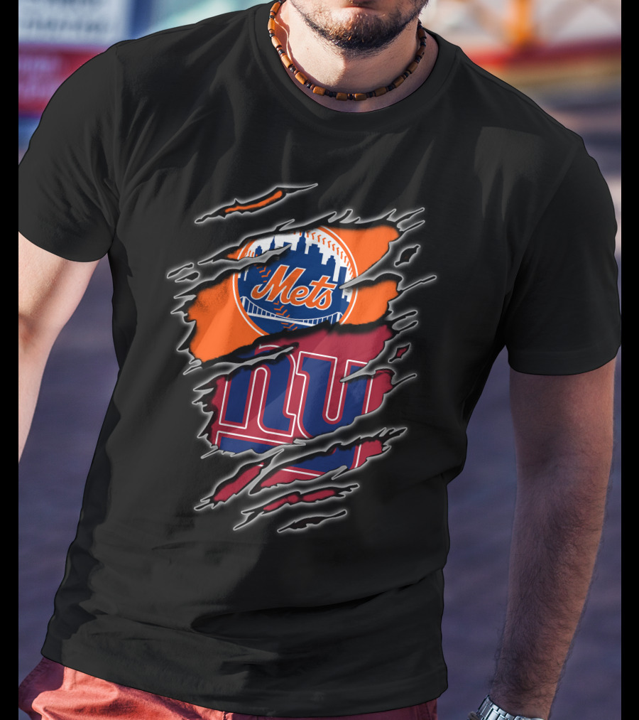 Mets Giants Logo Combo Tear Effect T-Shirt