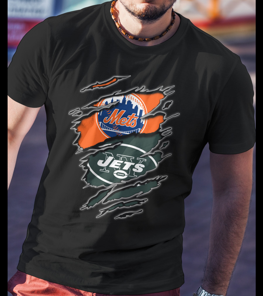 Mets Jets Double Team Fan Pride Mascot T-Shirt