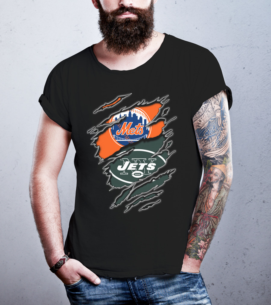 Mets Jets Double Team Fan Pride Mascot T-Shirt