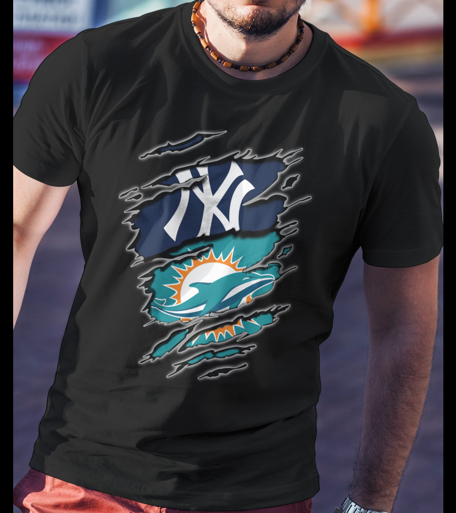 Yankees Dolphins Logos Fusion T-Shirt