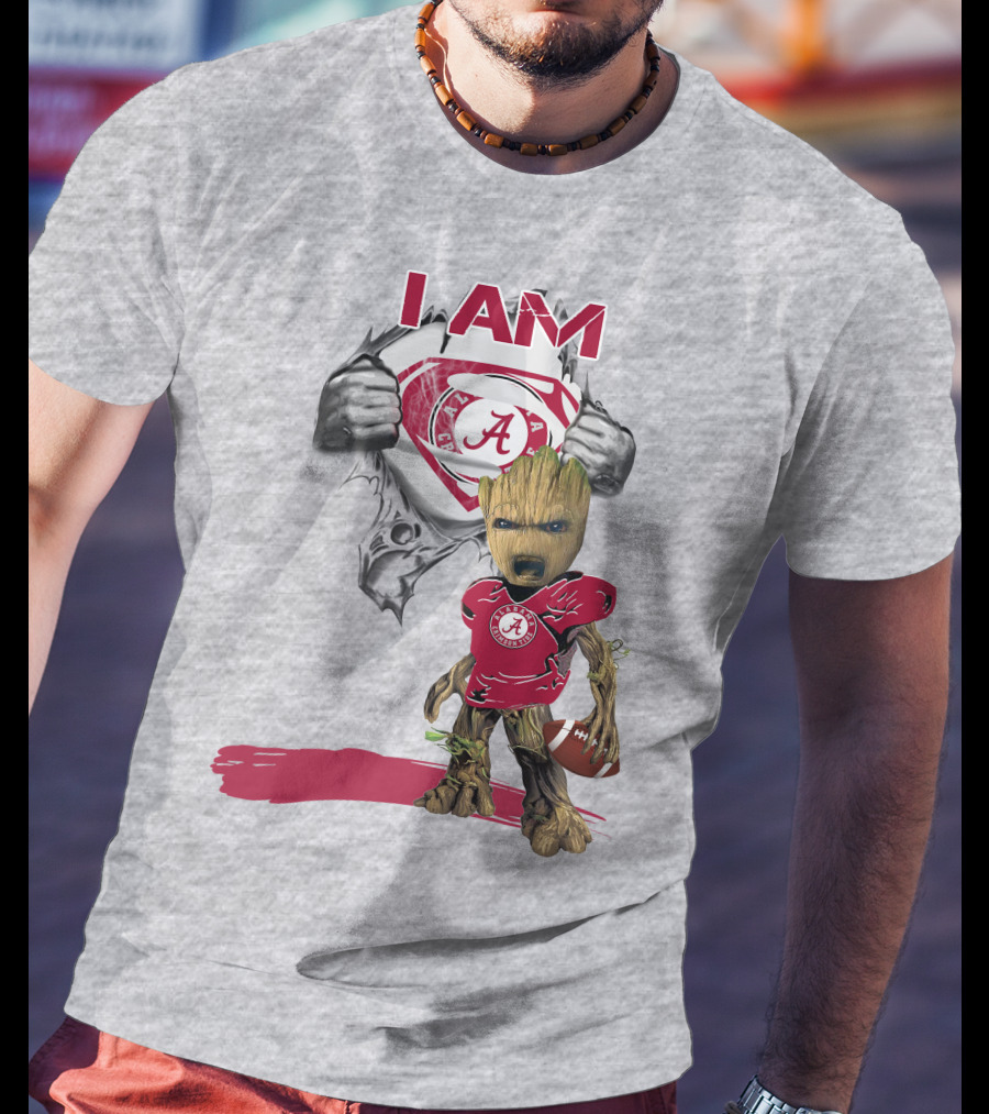 I Am Alabama Baby Groot Football T-Shirt