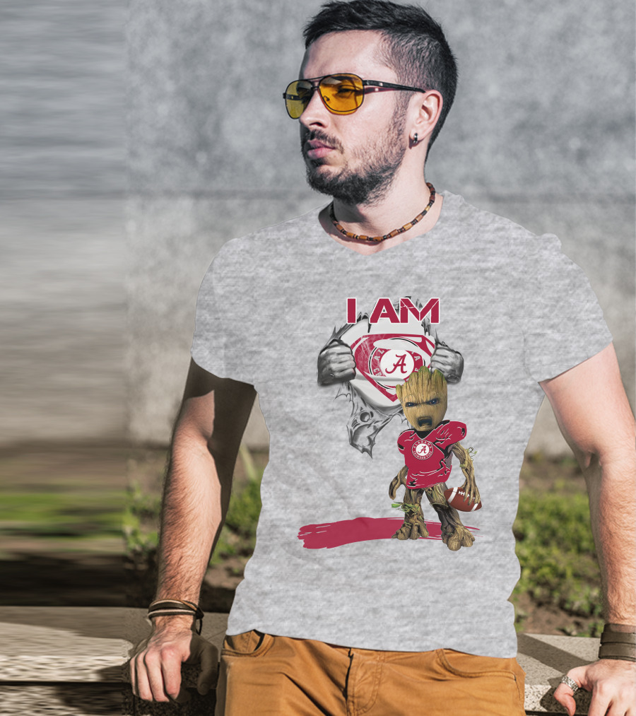 I Am Alabama Baby Groot Football T-Shirt