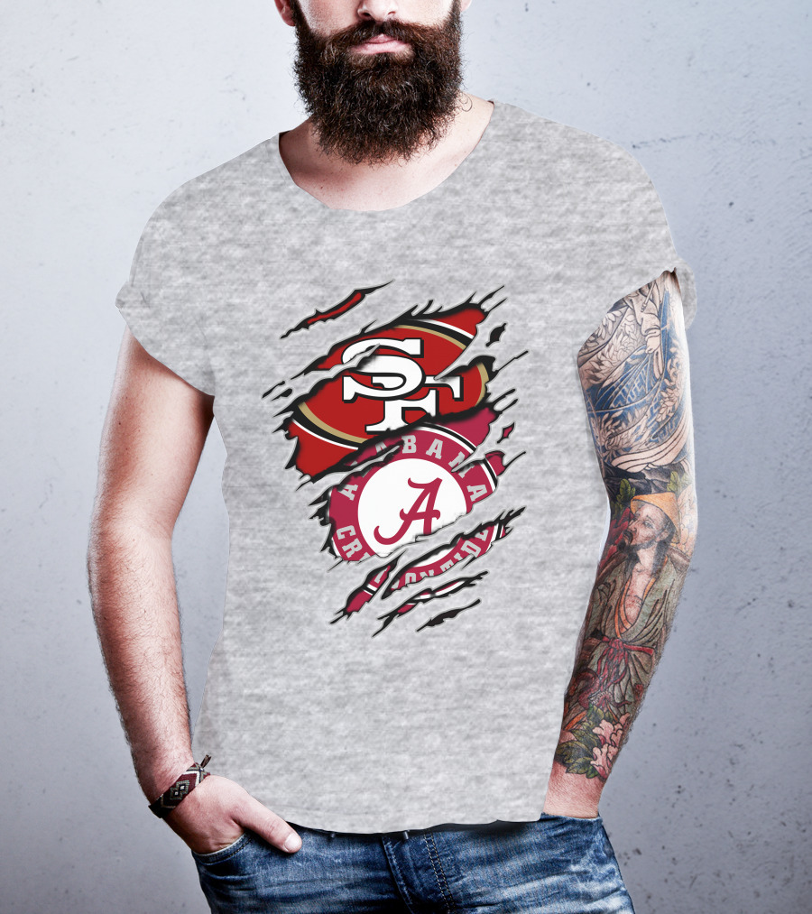 Alabama Crimson Tide San Francisco 49ers Logo Fusion T-Shirt