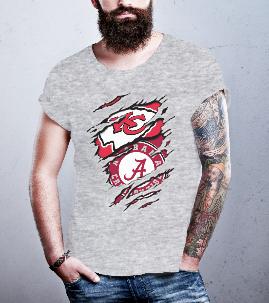 Alabama Crimson Tide Kansas City Chiefs Fan Crossover T-Shirt