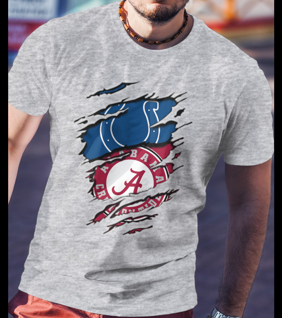 Alabama Crimson Tide Indianapolis Colts Torn T-Shirt