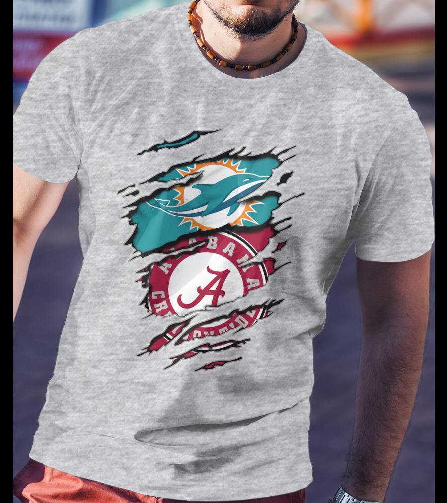 Alabama Crimson Tide Miami Dolphins Crossover Fan Jersey T-Shirt