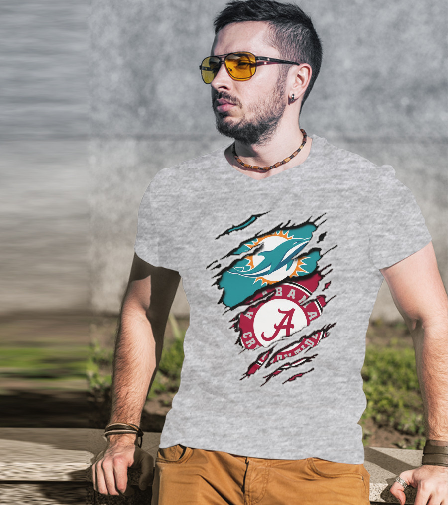 Alabama Crimson Tide Miami Dolphins Crossover Fan Jersey T-Shirt