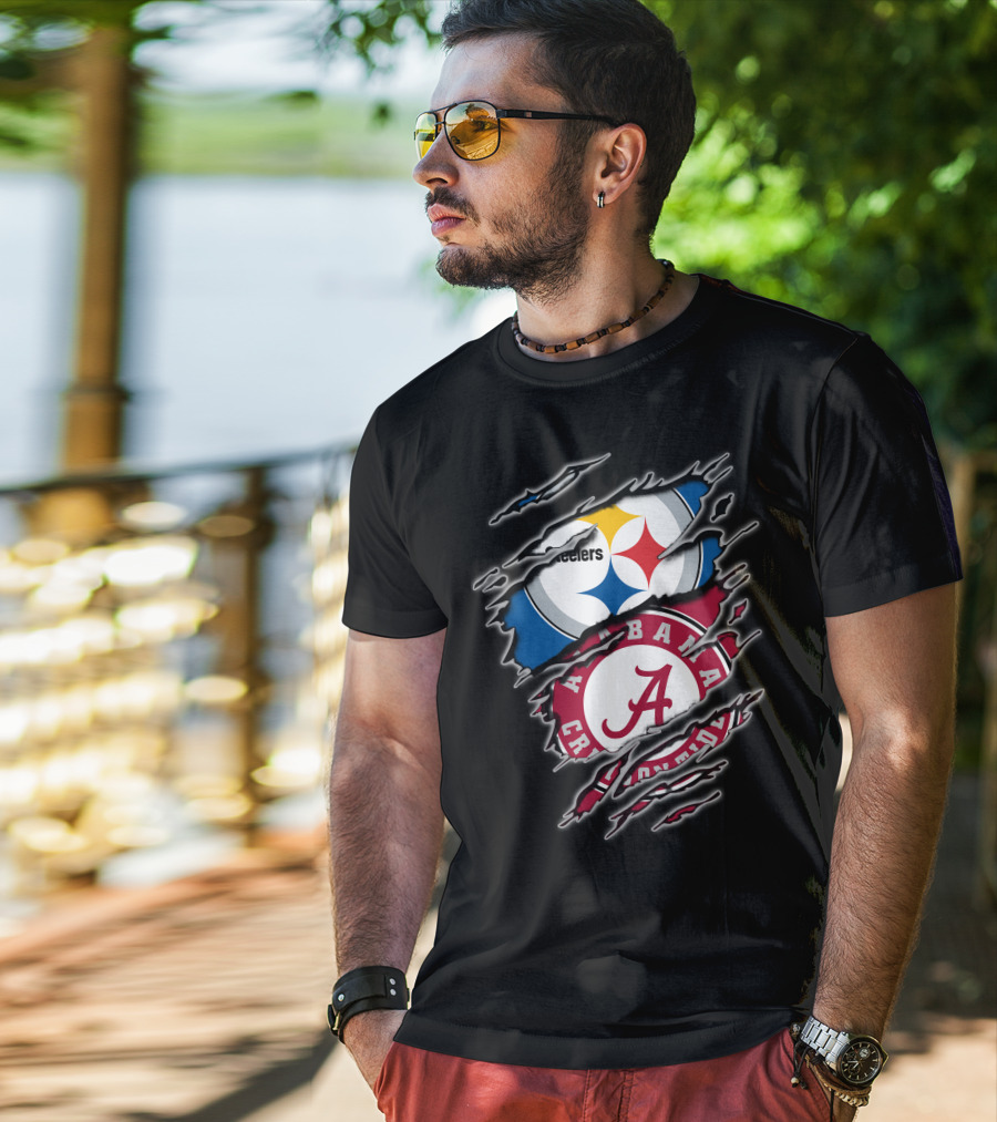 Alabama Crimson Tide And Pittsburgh Steelers Crossover T-Shirt