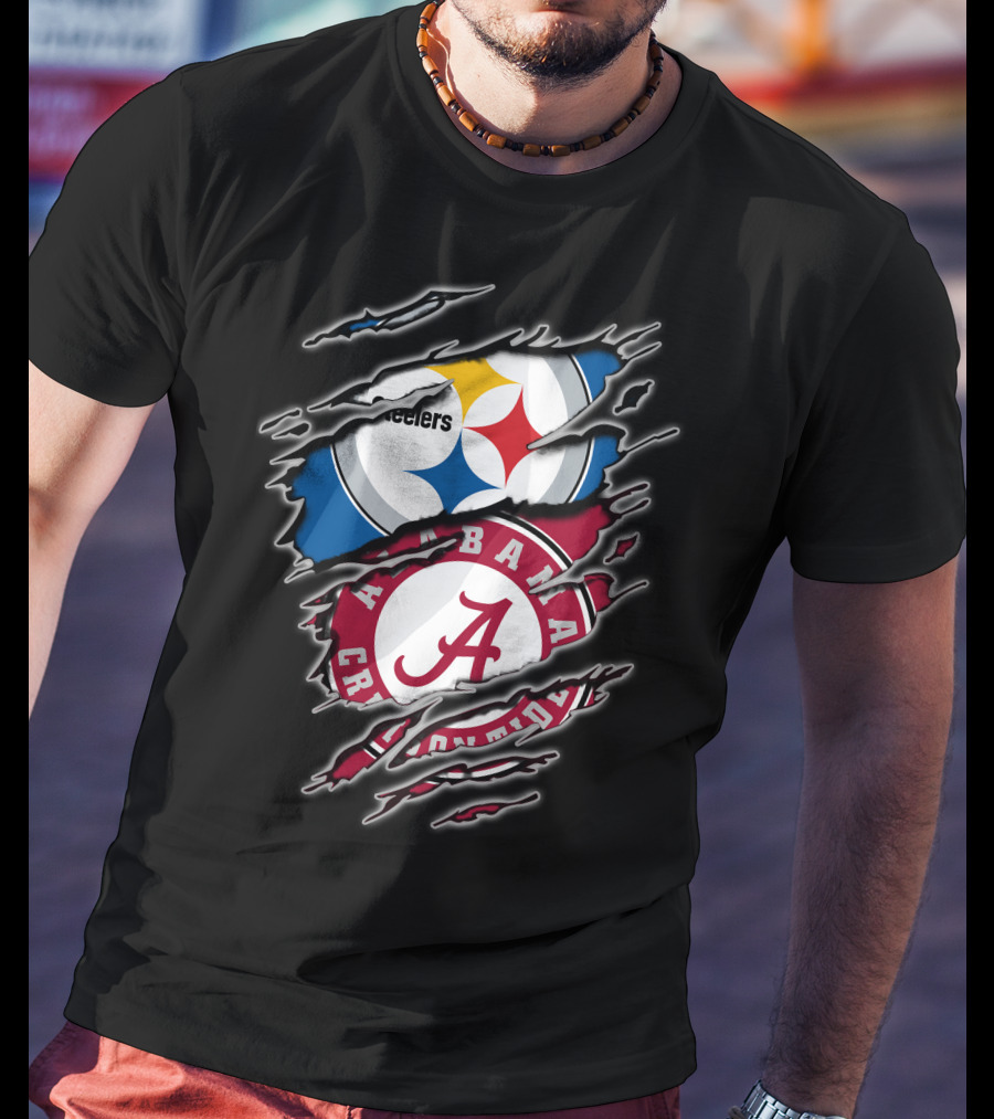 Alabama Crimson Tide And Pittsburgh Steelers Crossover T-Shirt
