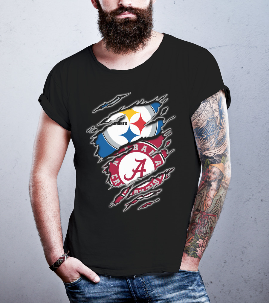 Alabama Crimson Tide And Pittsburgh Steelers Crossover T-Shirt