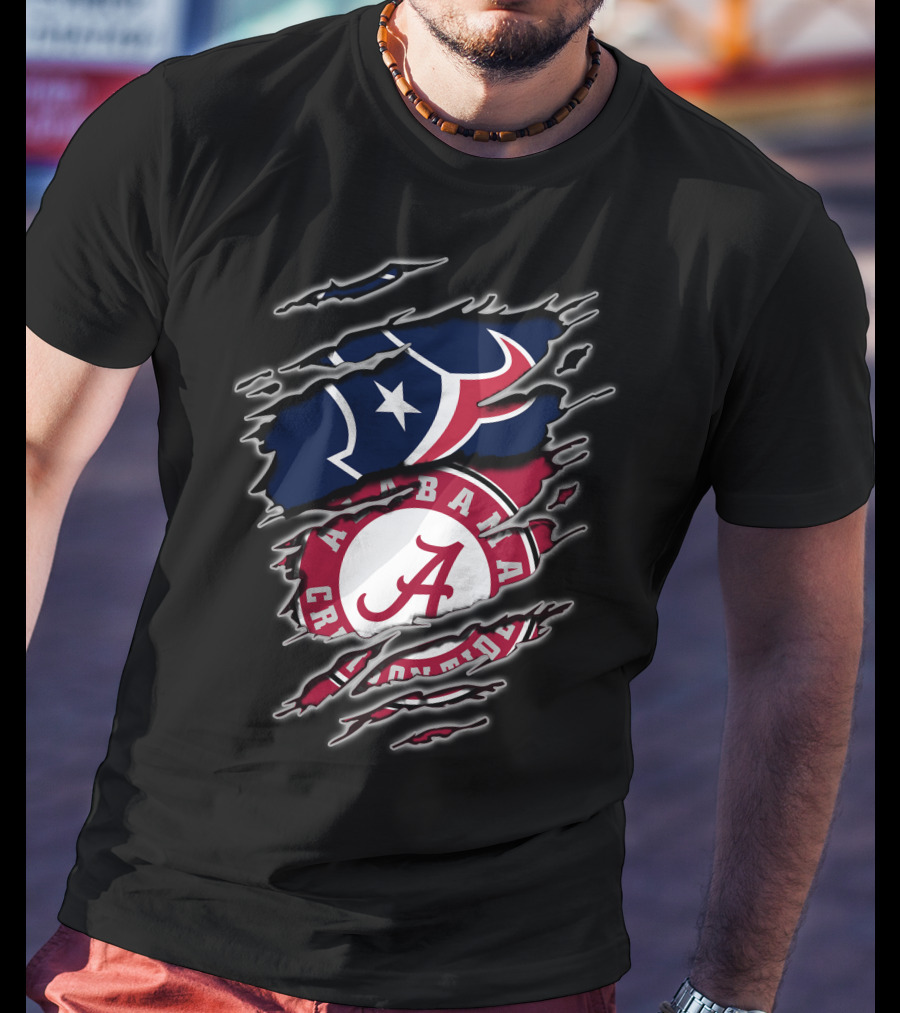 Alabama Crimson Tide Houston Texans Fan Pride Combo T-Shirt