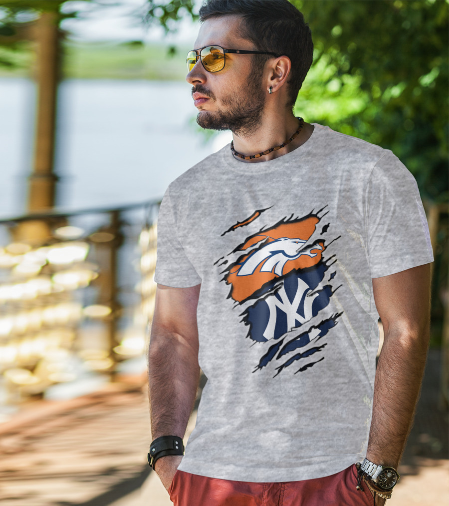 Broncos Yankees Logo Mashup T-Shirt