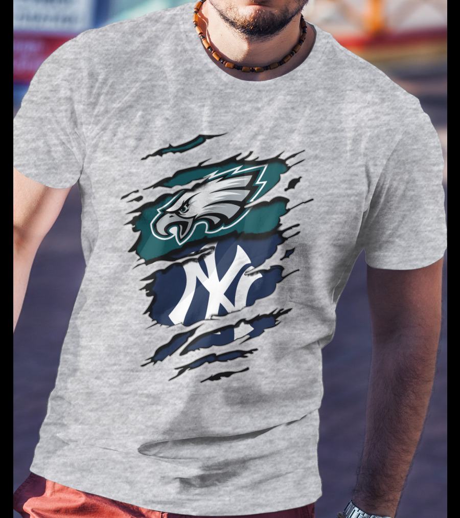 Philadelphia Eagles New York Yankees Fan Crossover T-Shirt