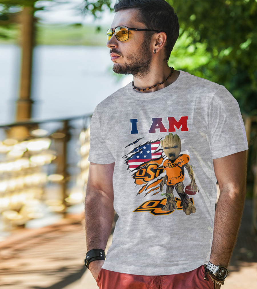 I Am Osu American Football Groot Guardians Oklahoma State University T-Shirt
