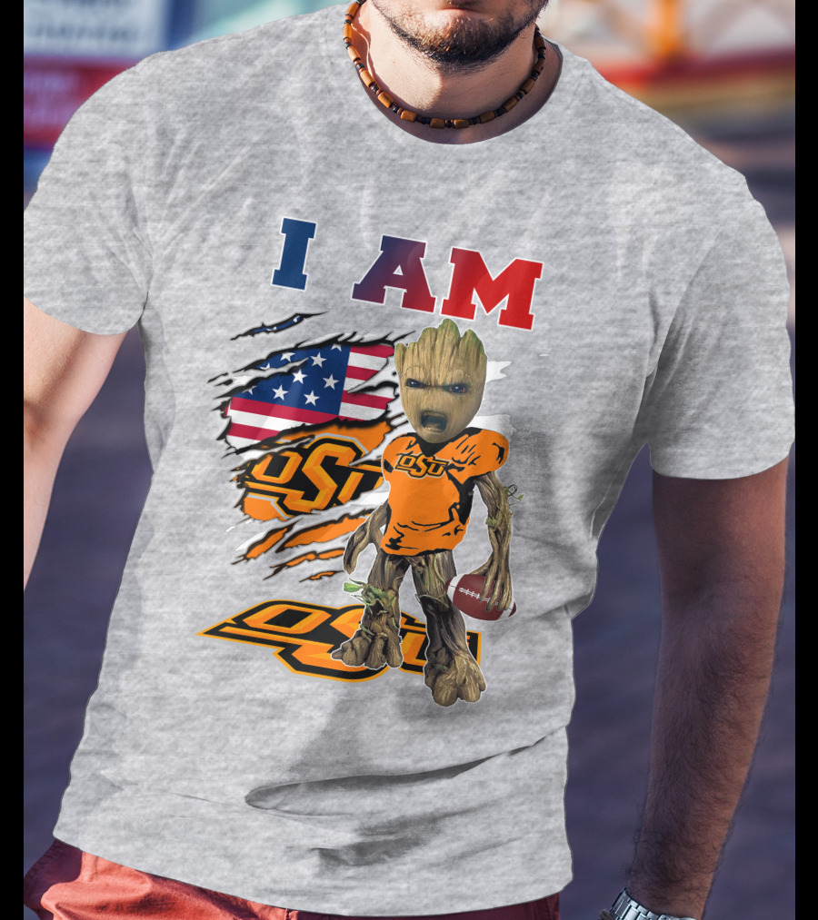 I Am Osu American Football Groot Guardians Oklahoma State University T-Shirt