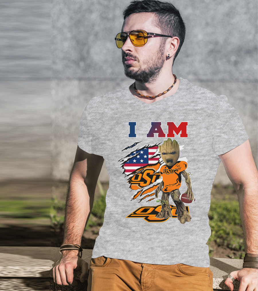 I Am Osu American Football Groot Guardians Oklahoma State University T-Shirt