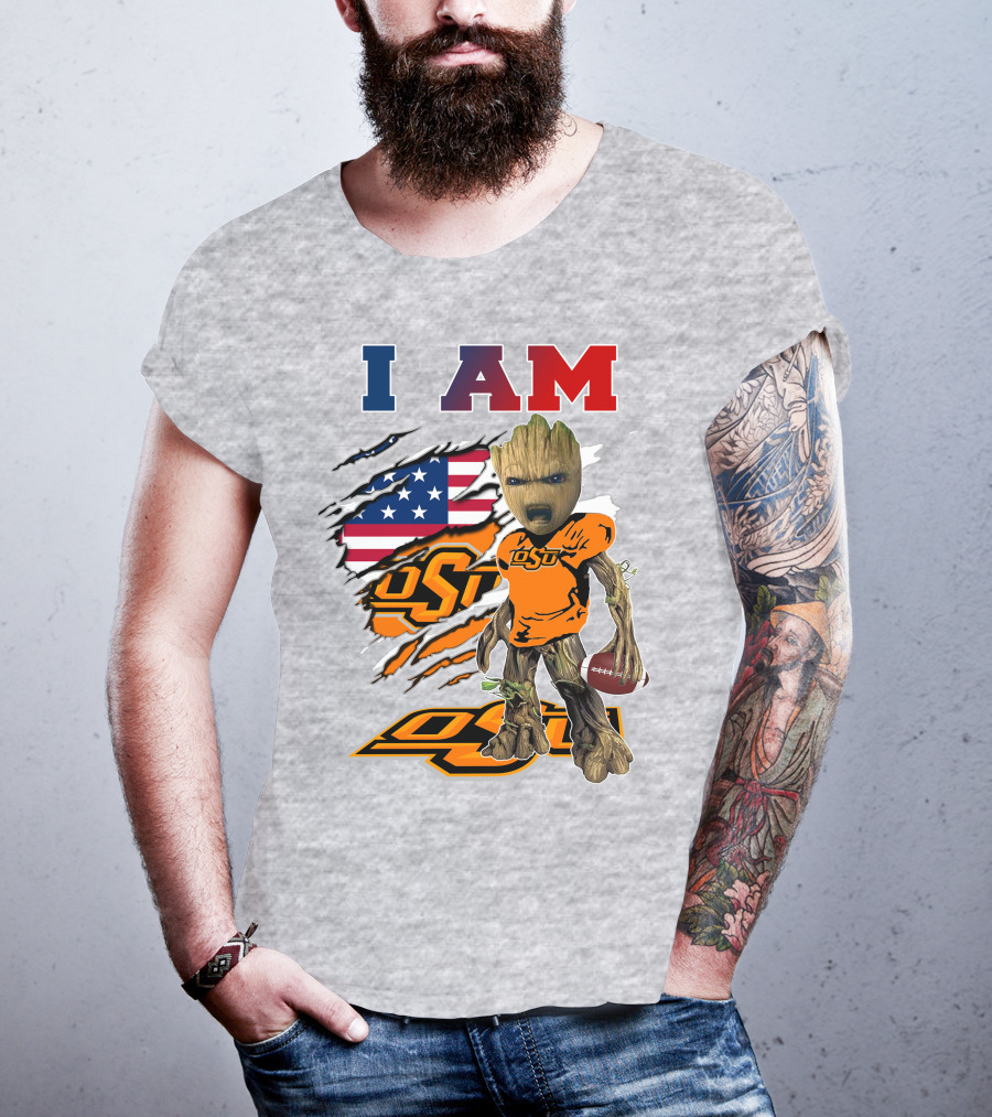 I Am Osu American Football Groot Guardians Oklahoma State University T-Shirt