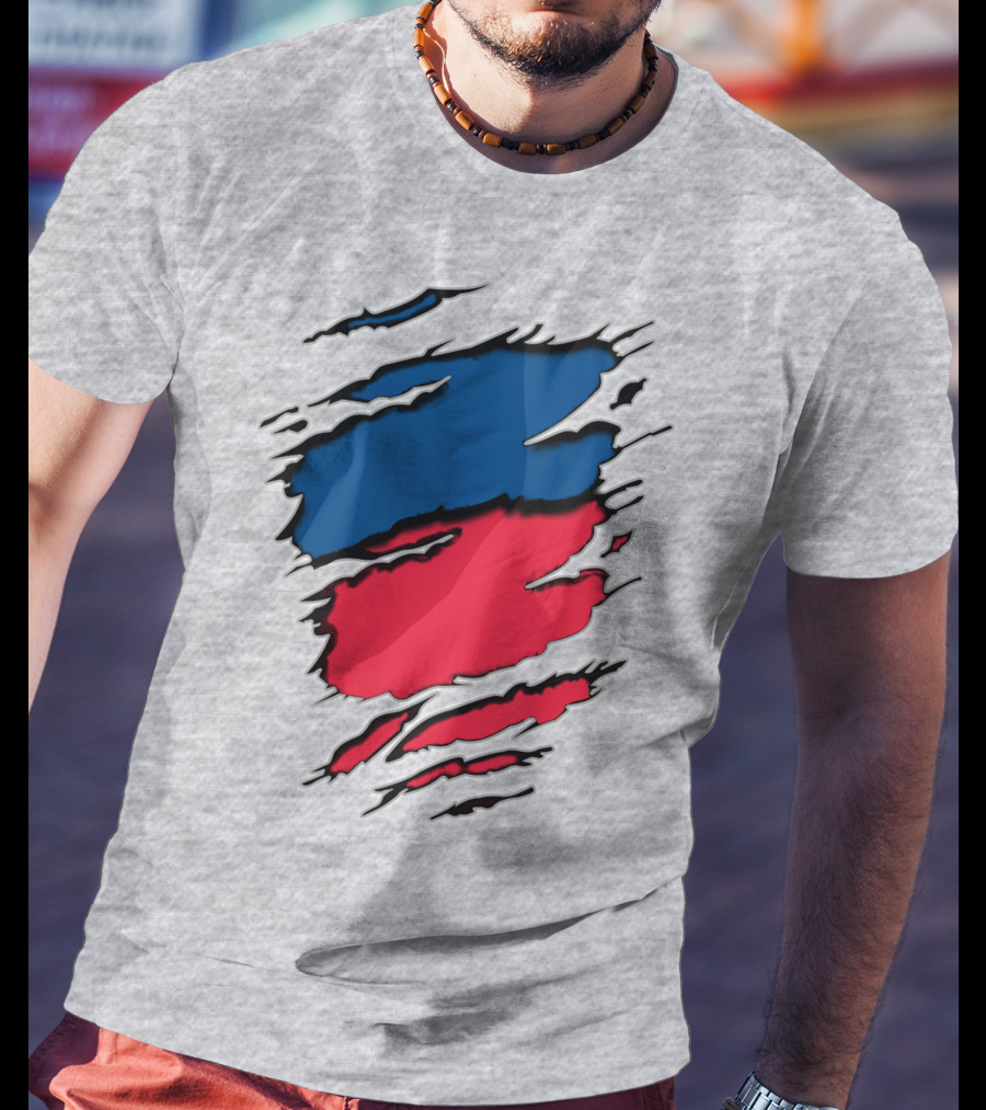 Blue And Red Claw Marks Design On Gray 5 Tshirt T-Shirt