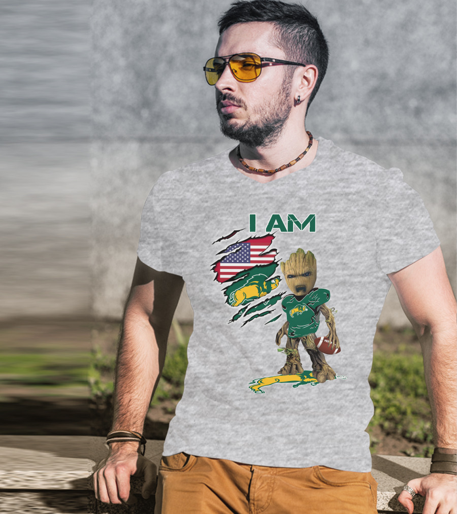 I AM Bison Baby Groot American Football Flag T-Shirt