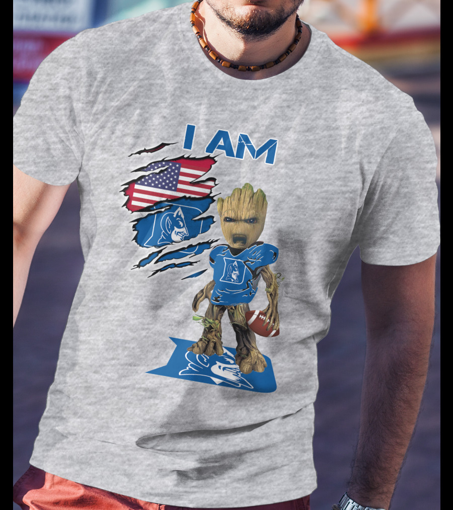 I Am Groot Duke Blue Devils Football American Flag T-Shirt