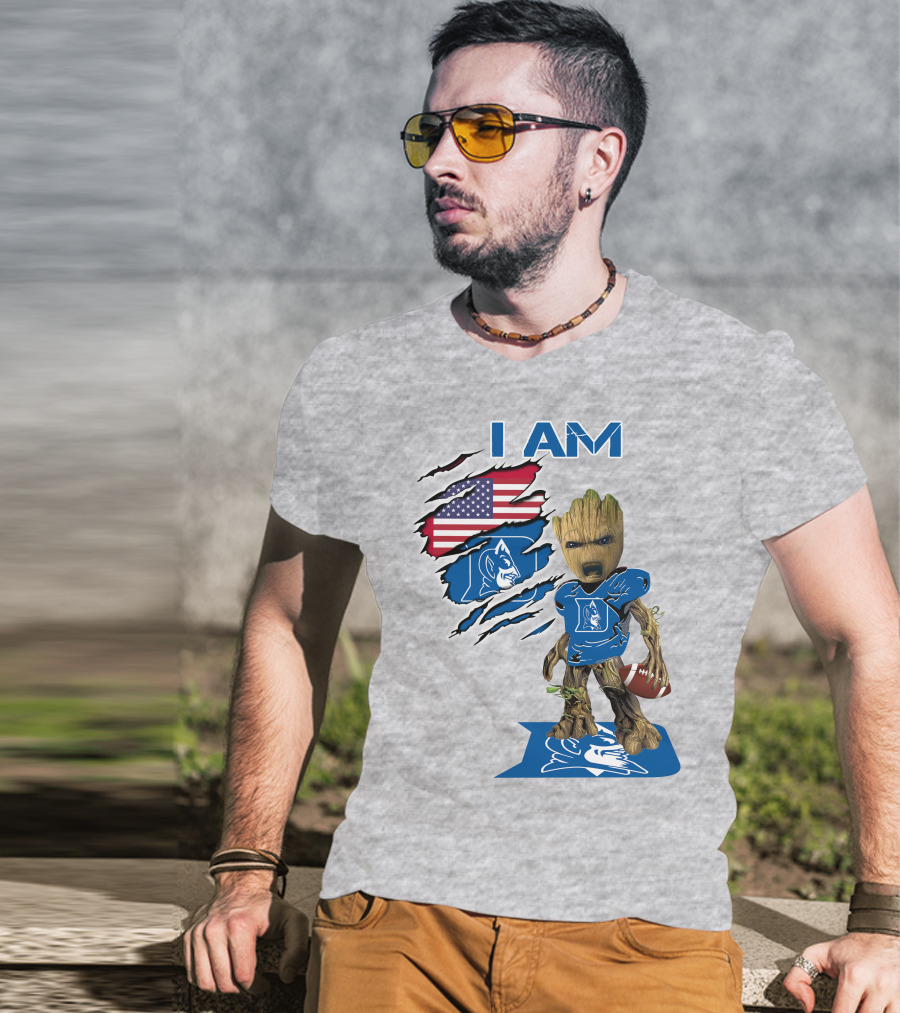 I Am Groot Duke Blue Devils Football American Flag T-Shirt