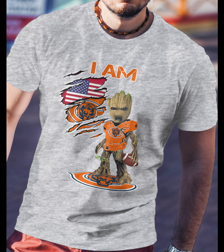 I Am Groot Chicago Bears Football Usa Flag T-Shirt