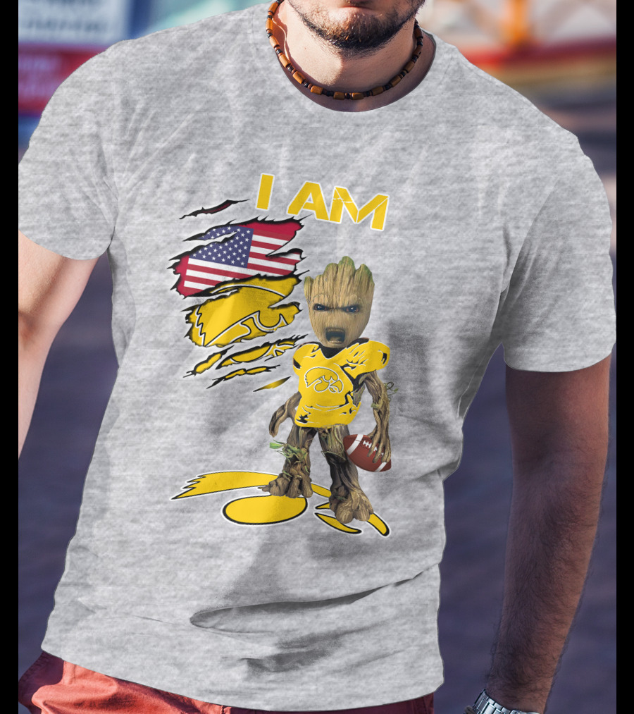 I Am Hawkeyes Baby Groot American Football T-Shirt