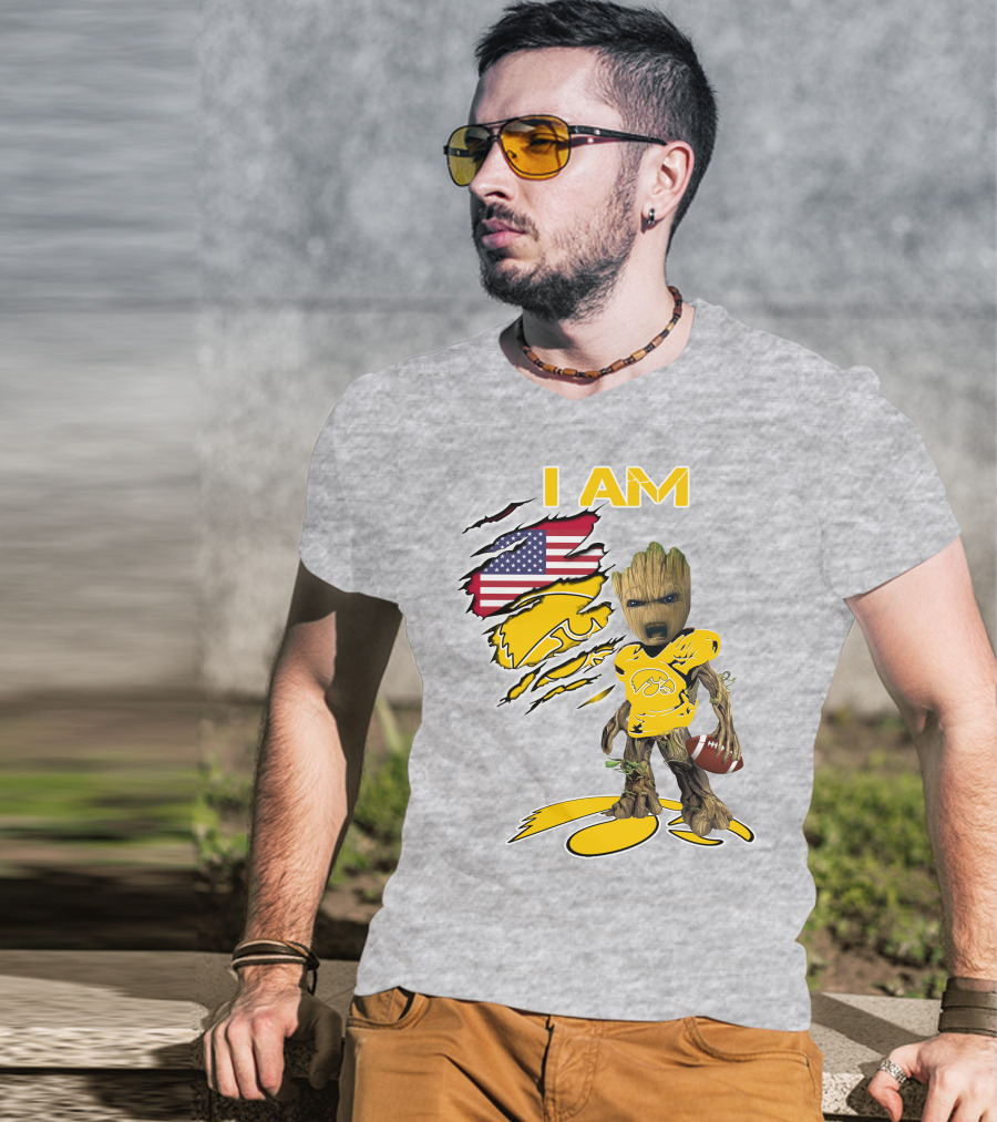I Am Hawkeyes Baby Groot American Football T-Shirt