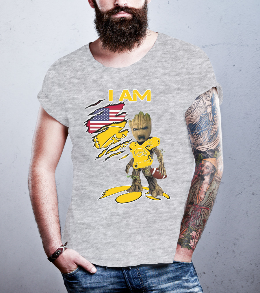 I Am Hawkeyes Baby Groot American Football T-Shirt