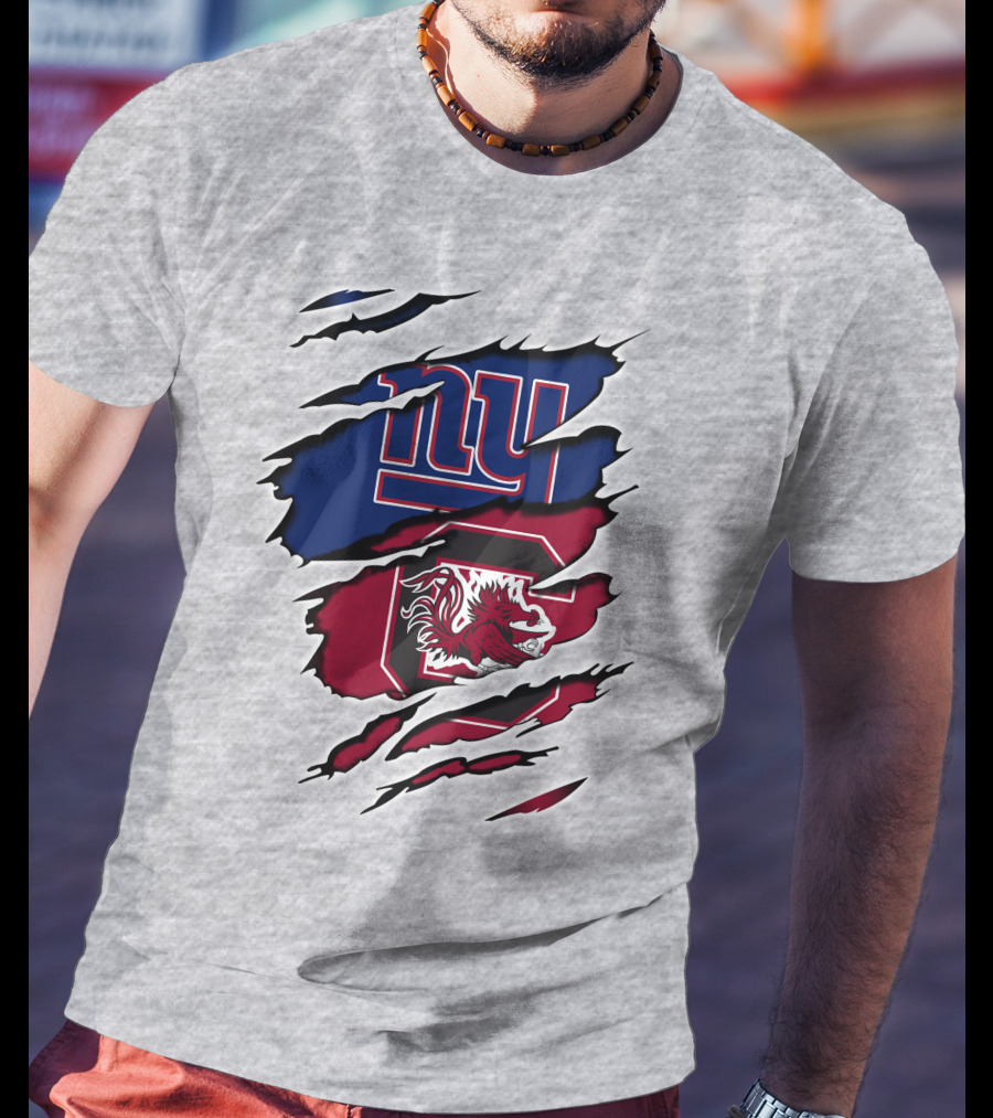 New York Giants South Carolina Gamecocks Rip Claw Marks Sports Crossover T-Shirt