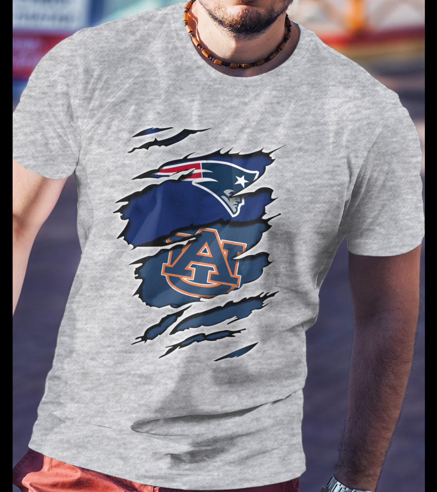 Patriots Auburn Tigers Logo Ripped T-Shirt