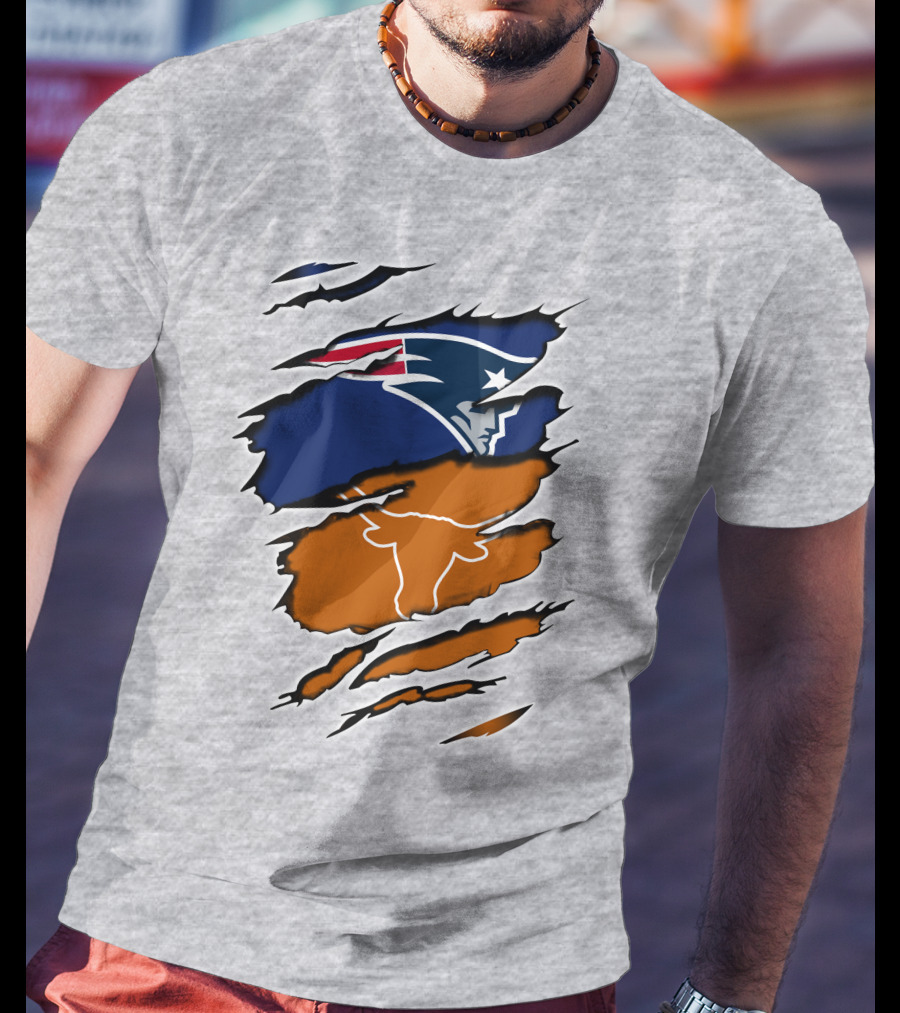 Patriots Longhorn Torn Layers Fusion T-Shirt