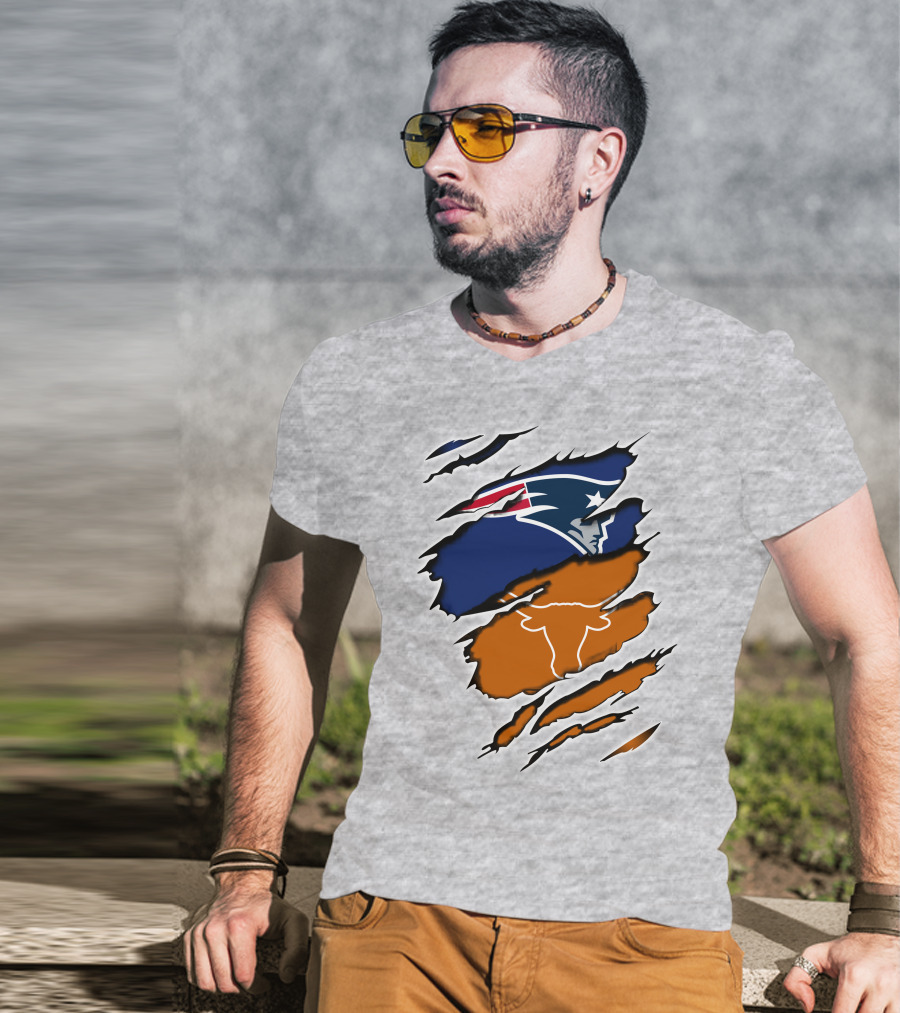 Patriots Longhorn Torn Layers Fusion T-Shirt