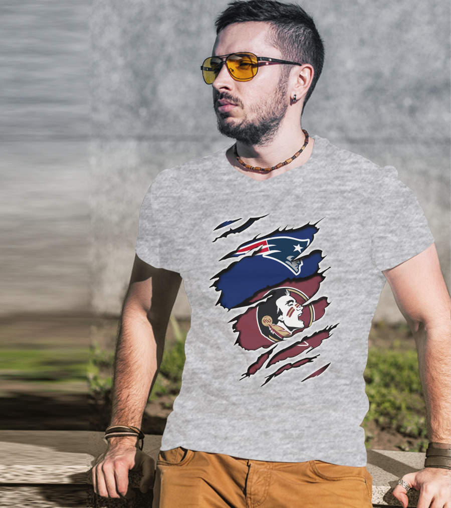 New England Patriots Florida State Seminoles Logo Mashup T-Shirt