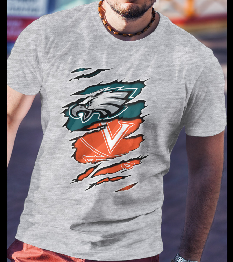 Philadelphia Eagles Virginia Cavaliers Logo Mashup T-Shirt