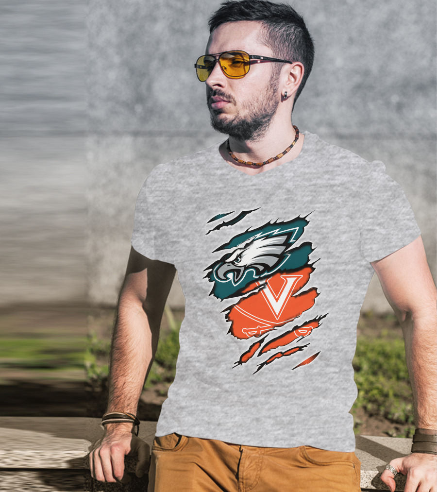 Philadelphia Eagles Virginia Cavaliers Logo Mashup T-Shirt