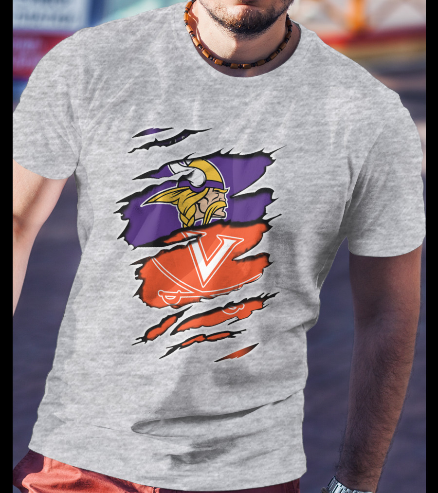 Minnesota Vikings Virginia Cavaliers Crossover T-Shirt